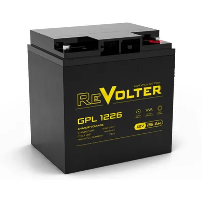 Аккумулятор для ИБП ReVolter GPL 1226, 12В, 26Ач, AGM