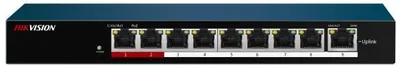 Коммутатор Hikvision DS-3E0109P-E/M(B), 8×10/100 PoE, 1×10/100, неуправляемый