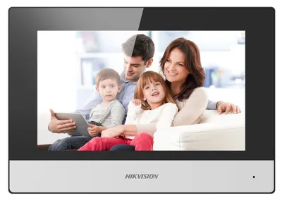 DS-KH6320-TE1 - 7“ IP видеодомофон. Сенсорный 7" цветной TFT LCD экран с разрешением 1024*600; встроенные микрофон и динамик; слот для TF карты до 32Гб; тревожные входы/выходы 8/0; 1 RJ-45 10M/100M Ethernet; DC12В/PoE; 10Вт;