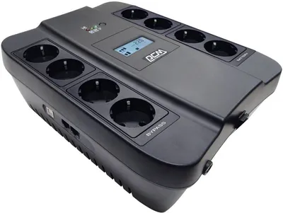 ИБП SPD-900U LCD, линейно-интерактивный, цифровой дисплей,  900 ВA, 540 Вт, 4 евророзетки с резервным питанием, 4 евророзетки с фильтрацией, USB,  защита RJ45/RJ11, батарея свинцово-кислотная 12В 9Ач, ШхГхВ 285х232х103мм, 7.5 кг/ UPS SPD-900U LCD, line-interactive, digital display, 900 VA, 540 W, 4 Euro sockets with backup power supply, 4 Euro sockets with filtering, USB protection RJ45/RJ11, lead acid battery 12V 9 Ah, WxDxH 285х232х103мм, 7.5 kg