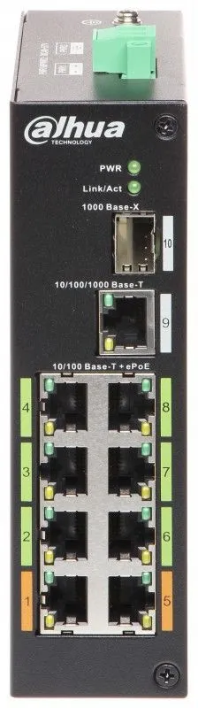 Коммутатор Dahua DH-LR2110-8ET-120, 8×1GbE PoE, 1×SFP, 120 Вт
