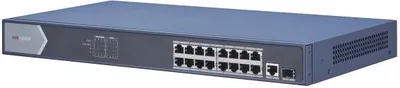 Коммутатор Hikvision DS-3E0518P-E, 16×1 Гбит/с PoE+ + 1×1 Гбит/с RJ45 + 1×1 Гбит/с SFP, неуправляемый