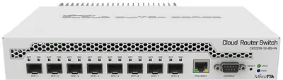 Маршрутизатор MikroTik Cloud Router Switch 309-1G-8S+IN with Dual core 800MHz CPU, 512MB RAM, 1xGigabit LAN, 8 x SFP+ cages, RouterOS L5 or SwitchOS (dual boot), passive desktop case, rackmount ears, PSU