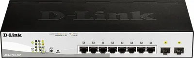 Коммутатор D-Link DGS-1210-10P/F3A, L2, 8×1GbE PoE, 2×SFP, PoE 65W