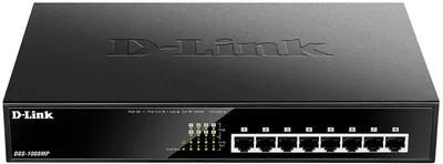 Коммутатор D-Link DGS-1008MP/B1A, 8×1GbE PoE, 125W, неуправляемый