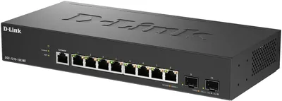 Коммутатор D-Link Управляемый L2 коммутатор, 8x1000Base-T, 2x10GBase-X SFP+, защита от статического электричества до 6 кВ, CLI, консольный порт RJ-45, RPS, поддержка Dying Gasp