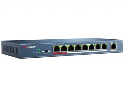 Коммутатор Hikvision DS-3E0109P-E, 9 портов PoE, неуправляемый