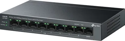 Коммутатор TP-Link LS109P, 8×100M PoE+, 1×100M, PoE-бюджет 63 Вт