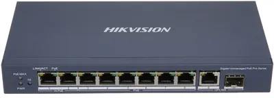 DS-3E0510HP-E - Коммутатор, Hikvision, DS-3E0510HP-E, Неуправляемый, 8 x Gigabit RJ45, РоЕ 802.3af/at/bt 110W, 1 x SFP, 1 x 1000 Mbps RJ45, Настольный, Long Range Ports 7 to 8: up to 300 m.
