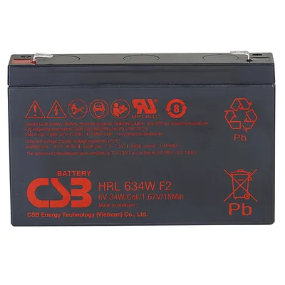 Аккумулятор CSB HRL634W F2 FR, 6В, 8.5Ач