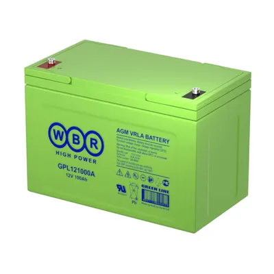 Аккумуляторная батарея WBR GPL121000A (12В/100Ач, универсальная, AGM, Клемма: M6, ДхШхВ: 307x168x214, срок службы: 12 лет, вес: 29,5кг)