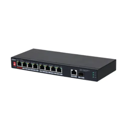 Коммутатор Dahua DH-PFS3110-8ET1GT1GF-96, 8×100M PoE, 1×1GbE, 1×SFP, PoE 96 Вт