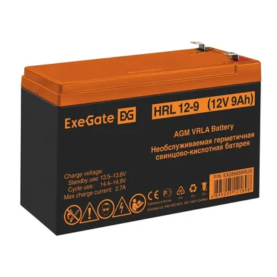 Аккумулятор ExeGate EX285659RUS, 12В, 9Ач, 1234Вт