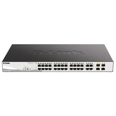 D-Link DGS-1210-28MP/F4A Управляемый L2 коммутатор с 24 портами 10/100/1000Base-T и 4 комбо-портами 100/1000Base-T/SFP (24 порта PoE 802.3af/at, PoE-бюджет 370 Вт)
