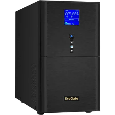 ИБП (инвертор, синус, для котла) ExeGate SineTower SN-3000.LCD.AVR.3SH.1C13.RJ.USB (3000VA/2400W, чистая синусоида, LCD дисплей, AVR, 3*EU/Тип F(Schuko)+1*C13, RJ45/11, USB, батарея 12V 9Ah - 4 шт., линейно-интерактивный, Black) <EX295984RUS>