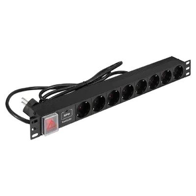 Блок розеток ExeGate EX299605RUS, 19" 1U, 8×Schuko, SPD, 2.5м