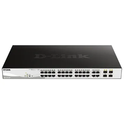 D-Link DGS-1210-28P/FL2A Управляемый L2 коммутатор с 24 портами 10/100/1000Base-T и 4 комбо-портами 100/1000Base-T/SFP (24 порта PoE 802.3af/at, РоЕ-бюджет 193 Вт)