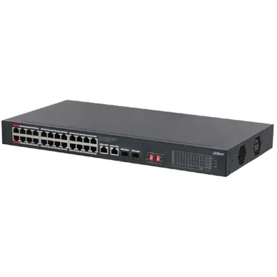Коммутатор Dahua DH-S3228-24GT-240, неуправляемый, 24×GE PoE, 2×SFP, 240Вт
