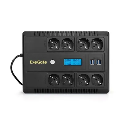ИБП Exegate EX295013RUS, 650VA/390W, LCD, AVR, 8×Schuko, USB