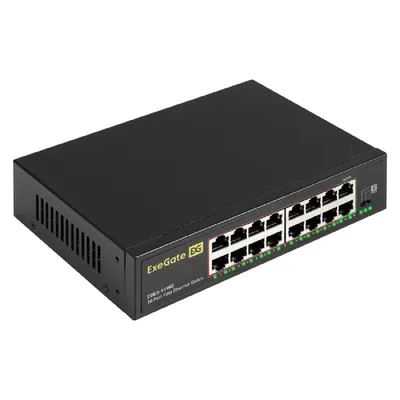 Коммутатор ExeGate EX298691RUS, 16×100Mbps, метал. корпус