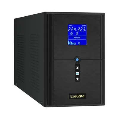 ИБП (инвертор, синус, для котла) ExeGate SineTower SN-2000.LCD.AVR.3SH.1C13.RJ.USB (2000VA/1600W, чистая синусоида, LCD дисплей, AVR, 3*EU/Тип F(Schuko)+1*C13, RJ45/11, USB, батарея 12V 9Ah - 4 шт., линейно-интерактивный, Black) <EX295983RUS>