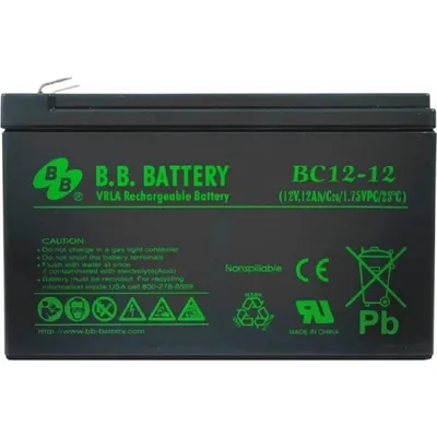 АКБ B.B. Battery BC 12-12 (12В 12Ач) ДхШхВ 151x98x98 мм, масса 3.35 кг, клеммы F2