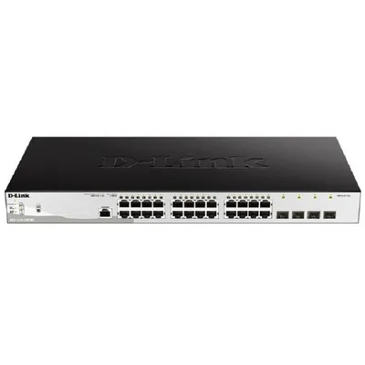 D-Link DGS-1210-28P/ME/B2A Управляемый L2 коммутатор с 24 портами 10/100/1000Base-T и 4 портами 1000Base-X SFP (24 порта PoE 802.3af/at, PoE-бюджет 193 Вт)