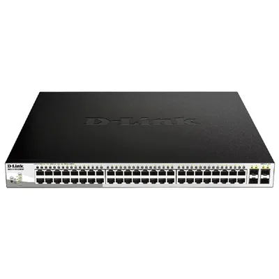 D-Link DGS-1210-52MPP/E2A PROJ Управляемый L2 коммутатор с 48 портами 10/100/1000Base-T и 4 портами 1000Base-X SFP (порты 1-48 PoE 802.3af/at, PoE-бюджет 740 Вт)