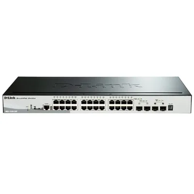 D-Link DGS-1510-28P/A1A PROJ Управляемый L2+ стекируемый коммутатор с 24 портами 10/100/1000Base-T, 2 портами 1000Base-X SFP и 2 портами 10GBase-X SFP+ (24 порта PoE 802.3af/at, PoE-бюджет 193 Вт)