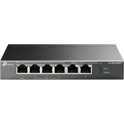 Коммутатор TP-Link TL-SG1006PP, 6×1GbE, 3×PoE+, 1×PoE++, 64W PoE