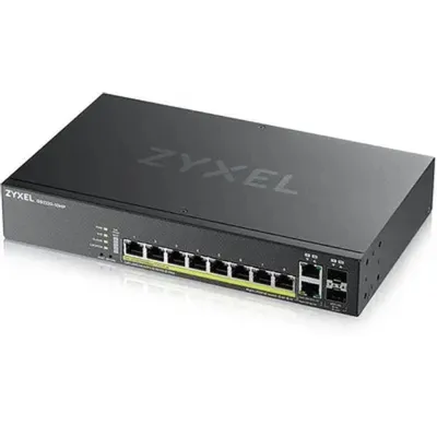 Коммутатор ZYXEL GS2220-10HP-EU0101F, управляемый L2, 8×1GbE PoE+, 2×Combo, 180 Вт