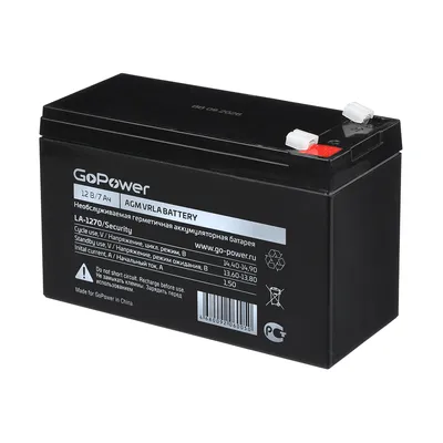 GoPower 00-00021454 Аккумулятор свинцово-кислотный GoPower LA-1270/security 12V 7Ah клеммы T1/  F1  (1/5)