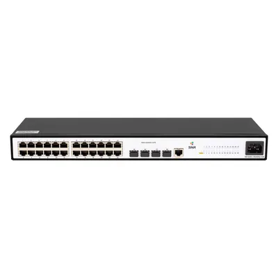SNR SNR-S2982G-24TE-DC Управляемый коммутатор уровня 2, 24 порта 10/100/1000Base-T и 4 порта 100/1000Base-X (SFP), встроенный БП 18-60V DC, разъем для питания 220V AC неактивен