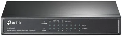 Коммутатор TP-Link TL-SG1008P, 4×1GbE PoE+, 4×1GbE, 64W