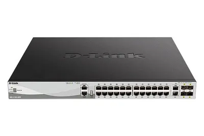 Коммутатор D-Link DGS-3130-30PS/B2A Управляемый L3 стекируемый коммутатор с 24 портами 10/100/1000Base-T, 2 портами 10GBase-T и 4 портами 10GBase-X SFP+ (24 порта PoE 802.3af/at, PoE-бюджет 370 Вт; 740 Вт с DPS-700)