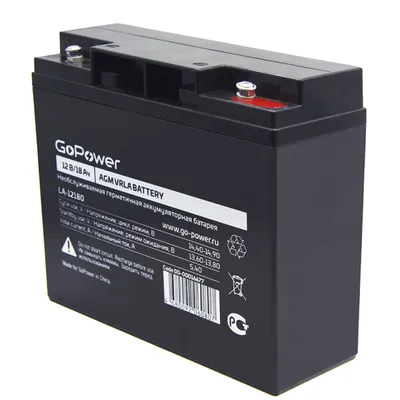 GoPower 00-00016677 Аккумулятор свинцово-кислотный GoPower LA-12180  12V 18Ah (1/2)