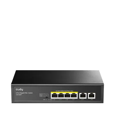 Коммутатор Cudy GS1006P, неуправляемый, 4×1GbE PoE+, 2×1GbE, PoE-бюджет 65 Вт