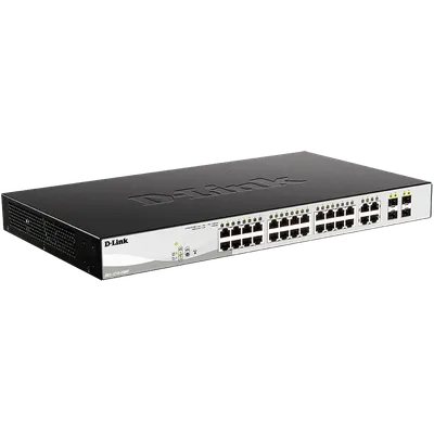 Коммутатор D-Link DGS-1210-28MP/F3A, L2 PoE, 24×GbE PoE, 4×Combo, 370 Вт
