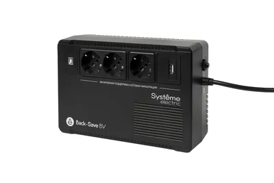 ИБП Systeme Electric Back-Save BV 400 ВА, автоматическая регулировка напряжения, 3 розетки Schuko, 230 В, 1 USB Type-A