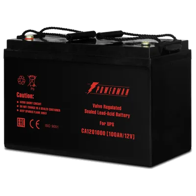 Батарея POWERMAN Battery CA121000, напряжение 12В, емкость 100Ач, макс. ток разряда 800А, макс. ток заряда 30А, свинцово-кислотная типа AGM, тип клемм М2, Д/Ш/В 329/172/215, 27.7 кг./ Battery POWERMAN Battery CA121000, voltage 12V, capacity 100Ah, max. discharge current 800A, max. Charging current 30A, lead-acid type AGM, type of terminals M2, 329mm x 172mm x 215mm, 27.7 kg.