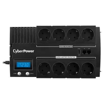 ИБП CyberPower BR1200ELCD, Line-Interactive, 1200VA/720W, 8 Schuko розеток, USB&USB Charger, RJ11/RJ45, LCD дисплей, Black, 0.33х0.2х0.01м., 9кг./ UPS Line-Interactive CyberPower BR1200ELCD 1200VA/720W USB/RJ11/45/charger A/С  (4+4 EURO)