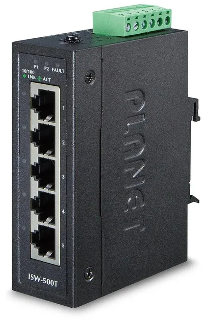 ISW-500T коммутатор для монтажа в DIN рейку/ IP30 Compact size 5-Port 10/100TX Fast Ethernet Switch (-40~75 degrees C)