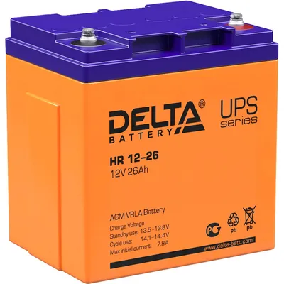Аккумулятор Delta HR 12-26, 12В, 26Ач, AGM, клеммы М5