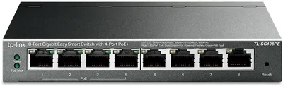 Коммутатор TP-Link TL-SG108PE, 8×1GbE, 4×PoE+, 64Вт
