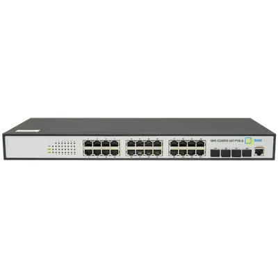 SNR SNR-S2985G-24T-POE-E Управляемый PoE коммутатор уровня 2, 24 порта 10/100/1000Base-T, 4 порта 100/1000Base-X (SFP), бюджет PoE 370 Вт, встроенный БП ~220V AC