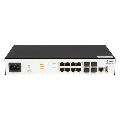 SNR SNR-S5210G-8TX-RPS Управляемый коммутатор уровня 2+, 8 портов 10/100/1000Base-T, 4 порта 1/10G SFP+, встроенный БП ~220V AC, RPS 12V DC