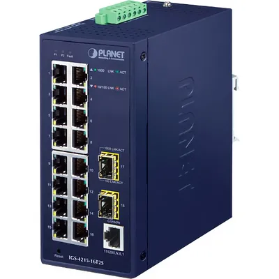 Коммутатор Planet IGS-4215-16T2S, L2/L4, 16×1GbE, 2×SFP, промышленный