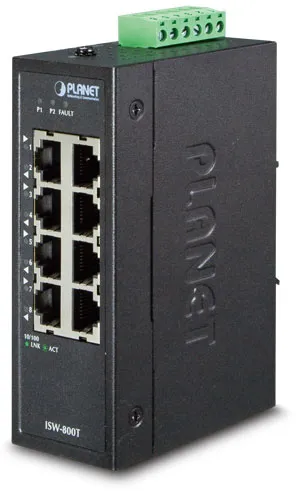 Коммутатор Planet ISW-800T, неуправляемый, 8×10/100TX, DIN-рейка