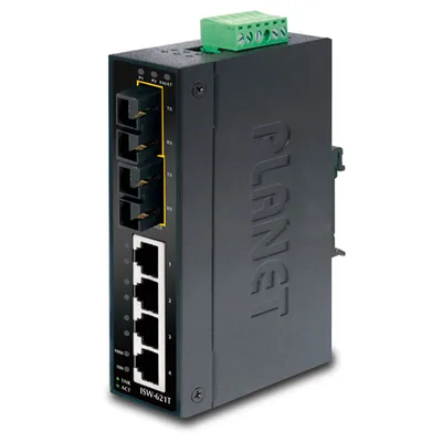 Коммутатор PLANET ISW-501T, 5×FE, Industrial, DIN-рейка