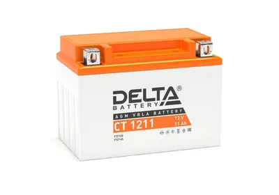 Аккумуляторная батарея Delta CT 1211 12В/11А·ч, клемма Болт + гайка Ø 6 мм (151х86х112мм (117мм), 3,36кг, Срок службы 5 лет